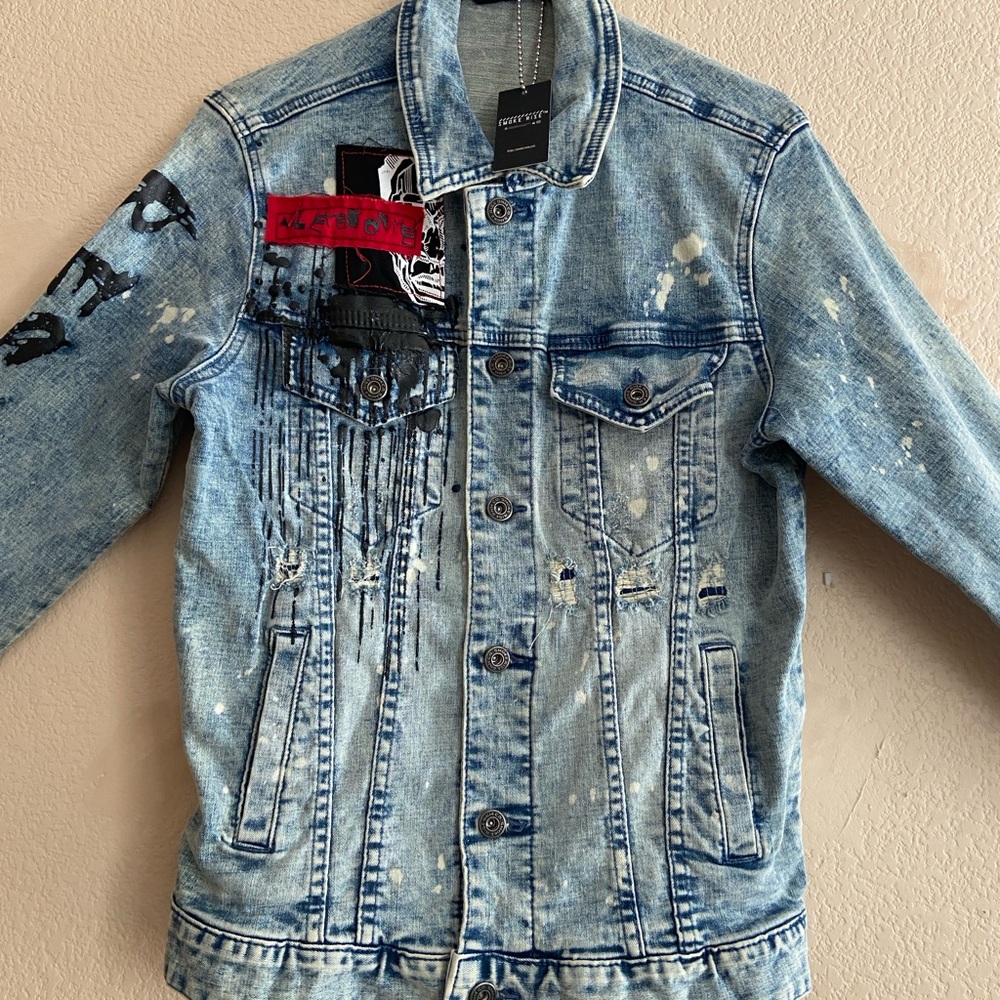 Distressed Denim Jacket by Smoke Rise - NWT! Size S (Men’s/Women’s size M)